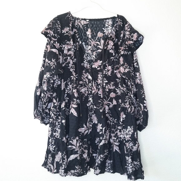 Free People Black Sunbaked Swing Dress L - Picture 4 of 9